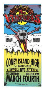 The Ventures Original Poster Handbill Coney Island High 1998 Mark Arminski NM
