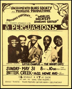 Persuasions Poster Flyer Little Charlie & Nightcats 1981 Bitter Creek Sacramento