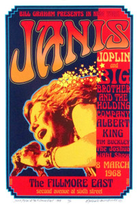 Honoring Janis Joplin at Fillmore East 1968 New Poster Hand-Signed by David Byrd