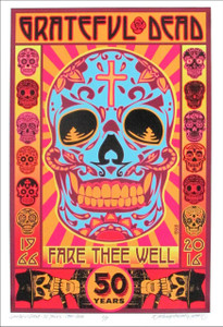 Grateful Dead Poster 1966-2016 50th Fare Thee Well Hand-Signed AP by David Byrd