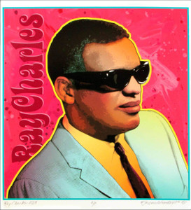 Ray Charles Poster Amazing Artist's Edition Portrait Hand-Signed by David Byrd