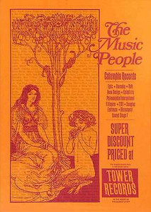 1971 Tower Records Sunset Telephone Pole Poster Columbia The Music People