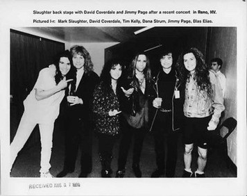 Slaughter Backstage w Jimmy Page David Coverdale Original 8x10 b&w Press Photo