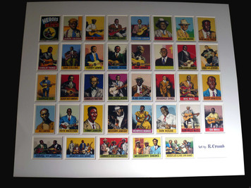 R. Crumb Heroes of the Blues Card Set Mounted behind Custom Mat GREAT BLUES GIFT