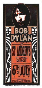 Bob Dylan Original Poster Handbill St. Andrews Detroit 1999 Mark Arminski NM