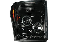 11-14 F250/F350/F450/F550 PROJECTOR HEADLIGHTS W/ CCFL HALOS & DRL - SMOKED / BL