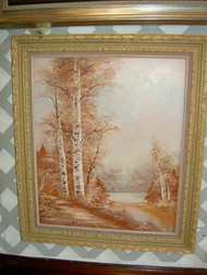 Birch Trees Scenery Original Oil Painting by C Innes