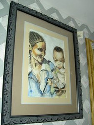 Mother And Child Original Watercolor by Ann Marie Batiste