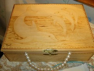 Dolphin Wood Burned Box Hand Made by D Jays