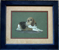 Framed Original Pastel Drawing Beagle Dog