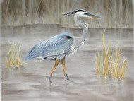 Original Pastel Drawing Great Blue Heron