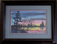 Sunset Framed Watercolor Painting by Sue Vittone
