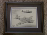 Two War Planes Framed Pencil Drawing by William McKie