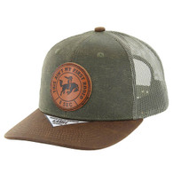 SM556 RODEO  , OIL LEATHER TRUCKER - OLIVE