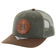 SM556 ROUTE66 , OIL LEATHER TRUCKER - OLIVE