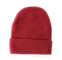 WB080 Plain 12" Long Beanie (Solid Burgundy)