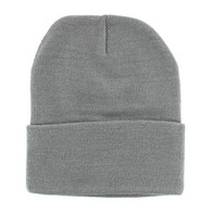 WB080 Plain 12" Long Beanie (Solid Light Grey)