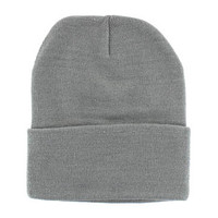 WB080 Plain 12" Long Beanie (Solid Light Grey)