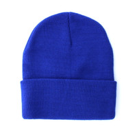 WB080 Plain 12" Long Beanie (Solid Royal Blue)