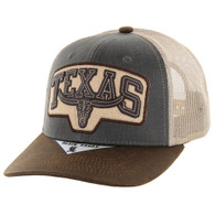 SM560 TEXAS LONG HORN , OIL LEATHER TRUCKER - CHARCOAL