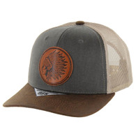 KSM651 NATIVE CHIEF , OIL LEATHER TRUCKER - CHARCOAL
