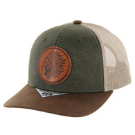 KSM651 NATIVE CHIEF , OIL LEATHER TRUCKER - OLIVE