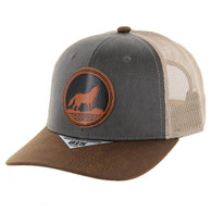 KSM657 NATIVE WOLF , OIL LEATHER TRUCKER - CHARCOAL