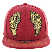 SM279 WING, METALLIC GOLD PATCH, SUEDE PU - BURGUNDY