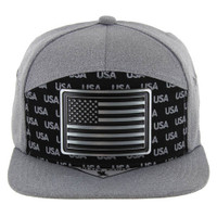 SM385 USA FLAG , 7 PANEL , METAL PLATE - BLACK/MELANGE GREY