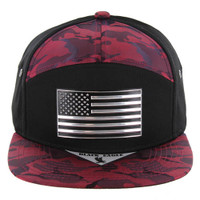 SM7175 USA FLAG , 7 PANEL , METALLIC - BLACK/BURGUNDY CAMO