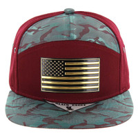 SM7175 USA FLAG , 7 PANEL , METALLIC - BURGUNDY/TEAL CAMO