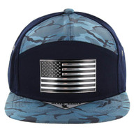 SM7175 USA FLAG , 7 PANEL , METALLIC - NAVY/COBALT CAMO