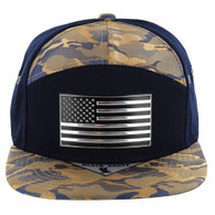 SM7175 USA FLAG , 7 PANEL , METALLIC - NAVY/KHAKI BLUE CAMO