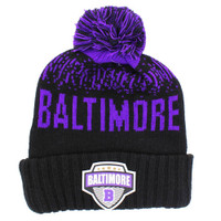 WB450 BALTIMORE , POM BEANIE - BLACK(PURPLE)