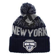 WB450 NEW YORK , POM BEANIE - NAVY(GREY)