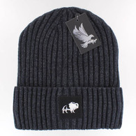 WB700 BUFFALO , SILVER PATCH, FUR LINED BEANIE - CHARCOAL