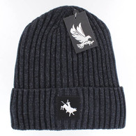 WB700 BULL RIDER , SILVER PATCH, FUR LINED BEANIE - CHARCOAL