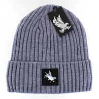 WB700 BULL RIDER , SILVER PATCH, FUR LINED BEANIE - HEATHER GREY
