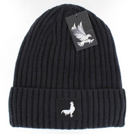 WB700 COCK , SILVER PATCH, FUR LINED BEANIE - BLACK