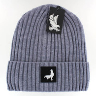 WB700 COCK , SILVER PATCH, FUR LINED BEANIE - HEATHER GREY