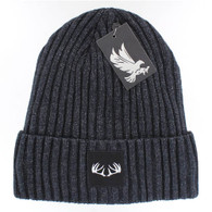 WB700 HUNT , SILVER PATCH, FUR LINED BEANIE - CHARCOAL