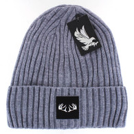 WB700 HUNT , SILVER PATCH, FUR LINED BEANIE - HEATHER GREY