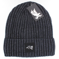 WB700 MEXICO EAGLE , SILVER PATCH, FUR LINED BEANIE - CHARCOAL