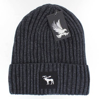WB700 MOOSE , SILVER PATCH, FUR LINED BEANIE - CHARCOAL