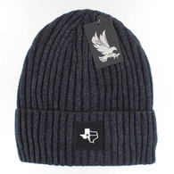 WB700 TEXAS , SILVER PATCH, FUR LINED BEANIE - CHARCOAL