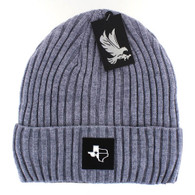 WB700 TEXAS , SILVER PATCH, FUR LINED BEANIE - HEATHER GREY