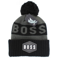 WB688 BOSS , POM BEANIE - DARK GREY(BLACK)