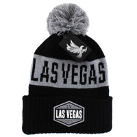 WB683 LAS VEGAS , POM BEANIE - BLACK(GREY)