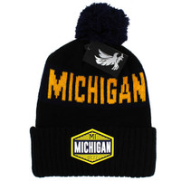 WB683 MICHIGAN , POM BEANIE - BLACK(NAVY)