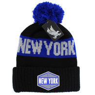 WB683 NEW YORK , POM BEANIE - BLACK(ROYAL)